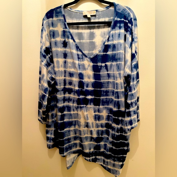 Stunning blue /white long length long sleeved t shirt Size 2XL - Picture 1 of 3